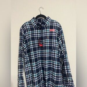 Chaps Blue & White Performance Flannel (Size: L)